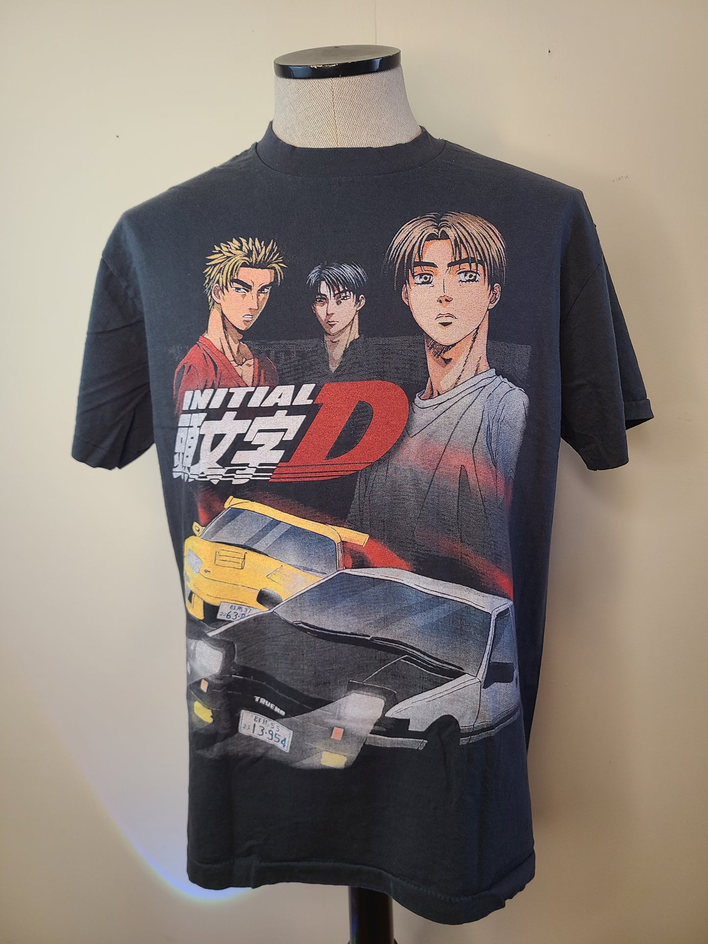 Initial D Modern Vintage Style Anime T Shirt Faded Black