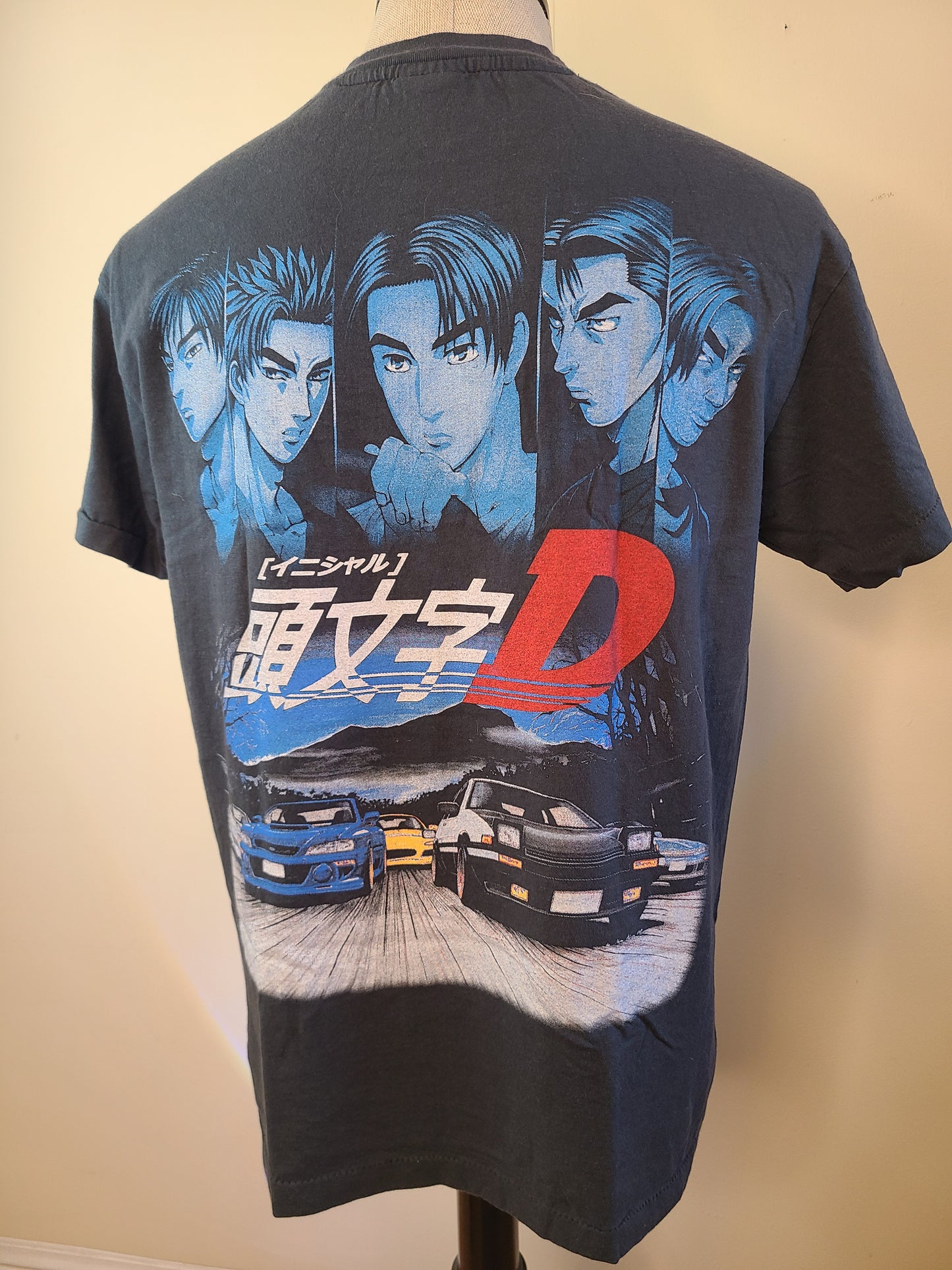 Initial D Modern Vintage Style Anime T Shirt Faded Black