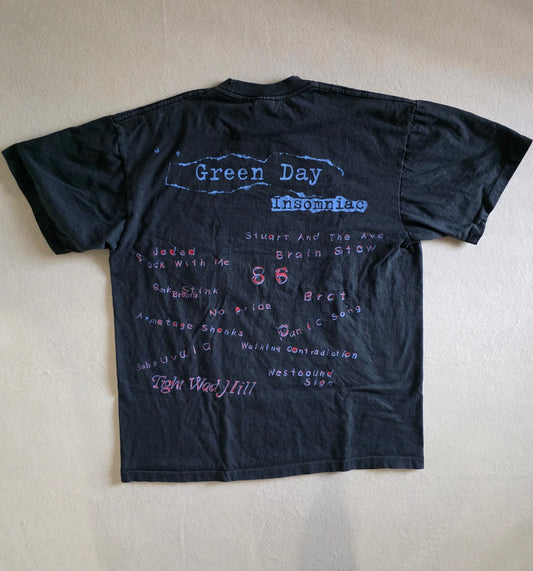 Green Day Insomniac Overprint All Over Print Vintage-Style Tee Tshirt XL