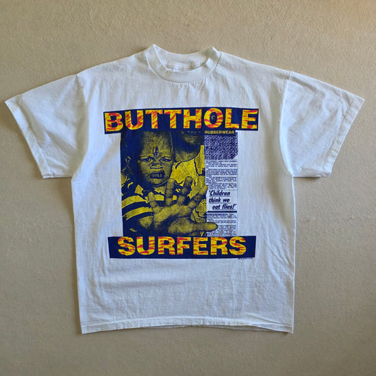 Butthole Surfers 90's Style Tour Graphic Tee Tshirt L Washed White