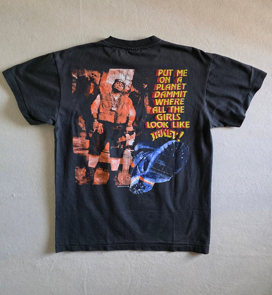 Janet Jackson Naughty By Nature Vintage-Style Tee Tshirt L Faded Black