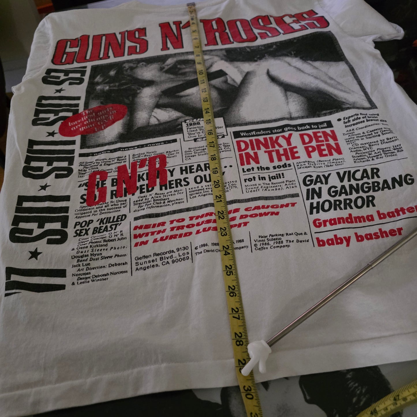 Guns N Roses GNR Newspaper Overprint All Over Print Tee Tshirt XXL