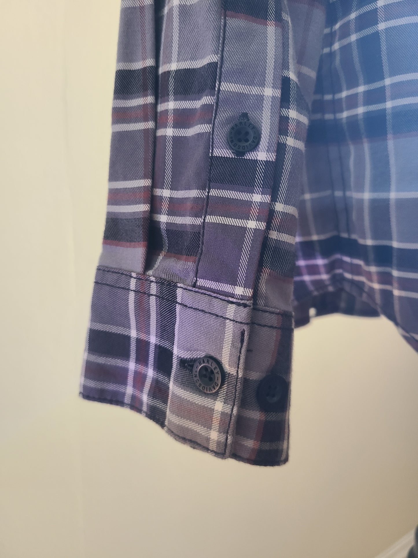 Harley Davidson Men's 120th Anniversary Plaid Shirt - Gray Plaid Sz Med