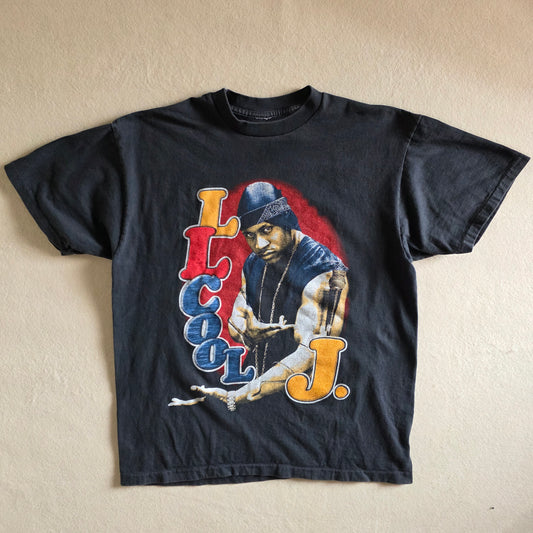 LL Cool J 90s Style Print Rap Tee Tshirt Faded Black L Large