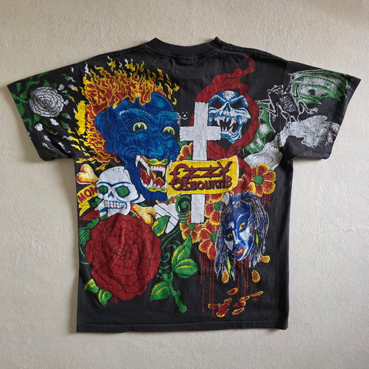 Ozzy Osbourne Overprint All Over Print Graphic Tshirt Large