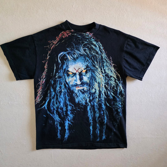 White Zombie Rob Zombie Tee Overprint Print Tshirt L Black
