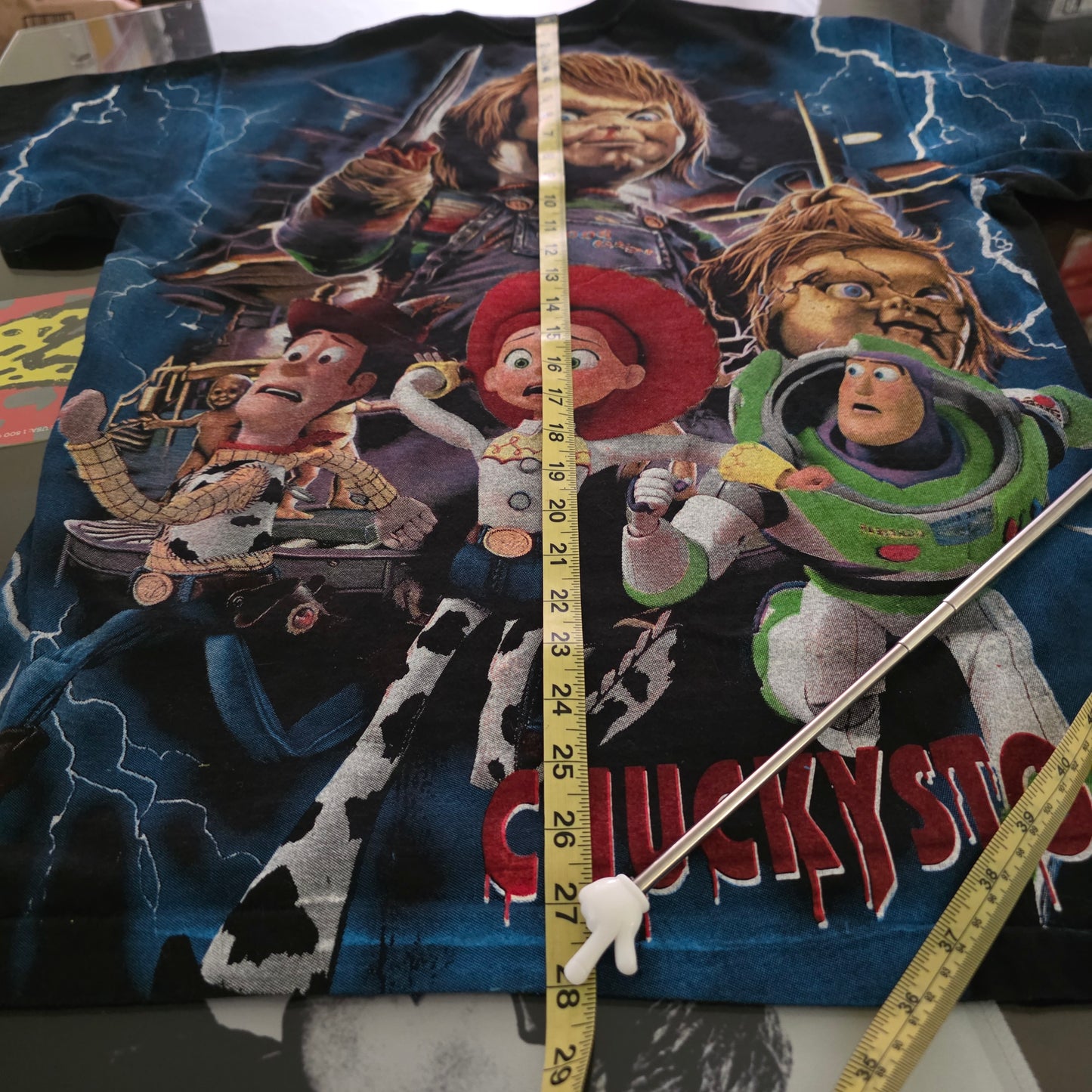 Chucky X Toy Story Mashup All Over Print Overprint OVP Tee Tshirt Large Black