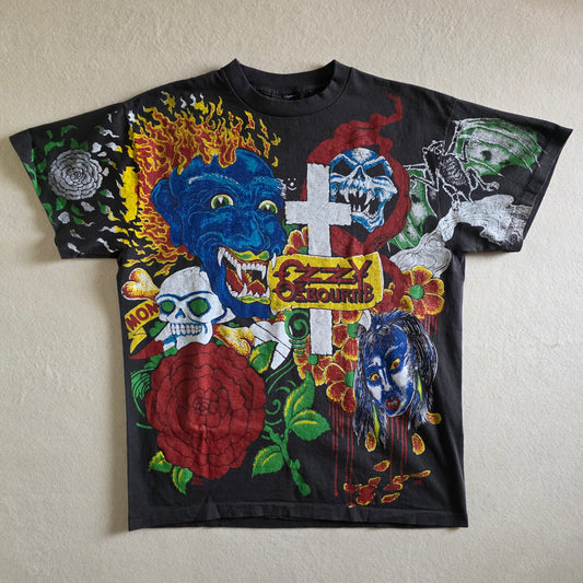 Ozzy Osbourne Overprint All Over Print Graphic Tshirt Large