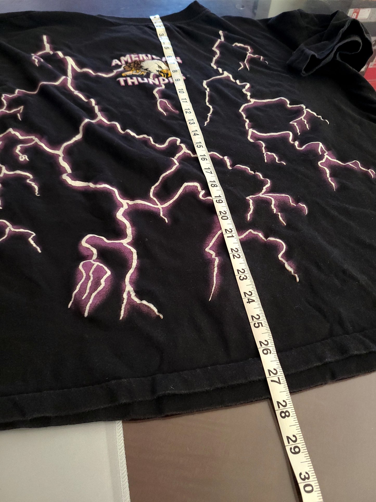 Vintage VTG 90s American Thunder Skull Snake Lightning Tombstone Tee XXL