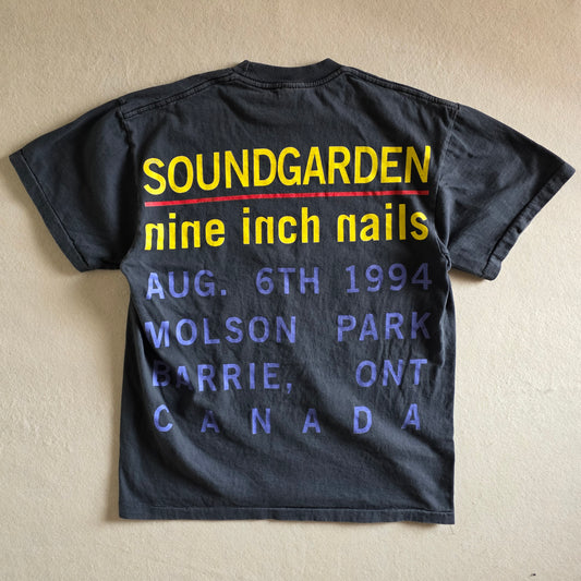 Soundgarden Nine Inch Nails Canadian Tour Print Tshirt Faded Black L Large