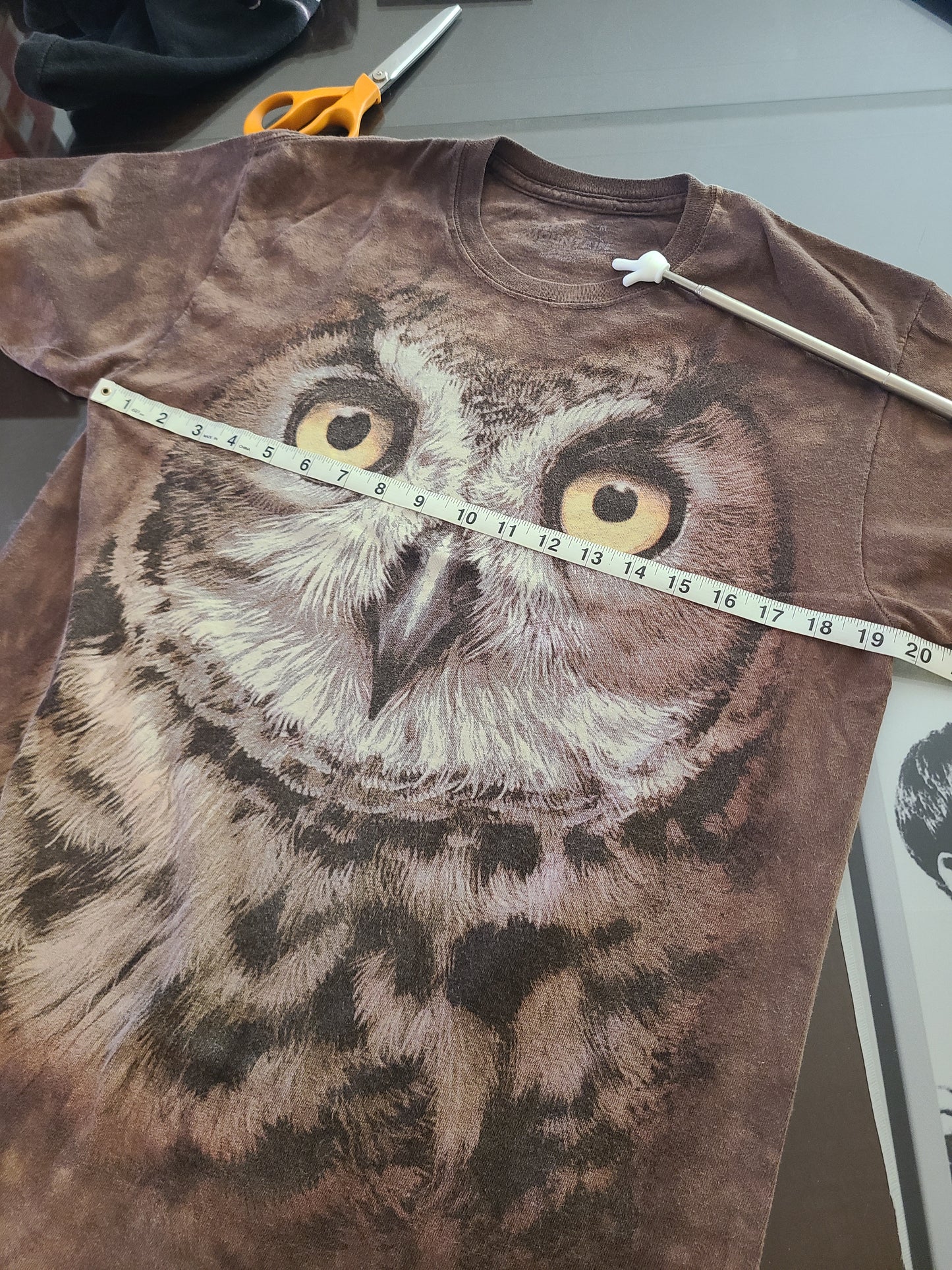 The Mountain Owl All Over Print Tie Dye Brown Tee Tshirt Men's Medium