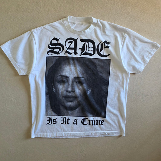 Sade Is It A Crime Double-sided Tshirt Washed White XL