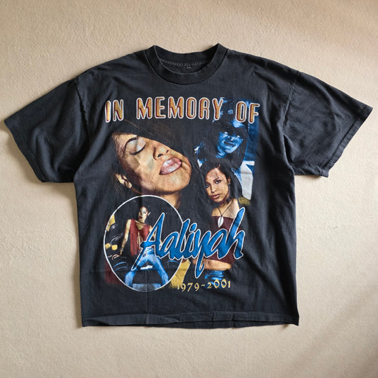 Aaliyah Memorial One In Million Graphic Tee Tshirt Faded Black XL