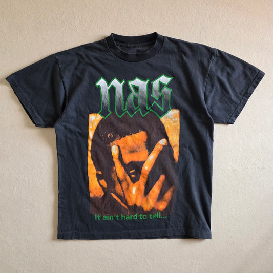 Nas Illmatic Aint Hard To Tell Retro 90s Style Graphic Tee Tshirt L Washed Black