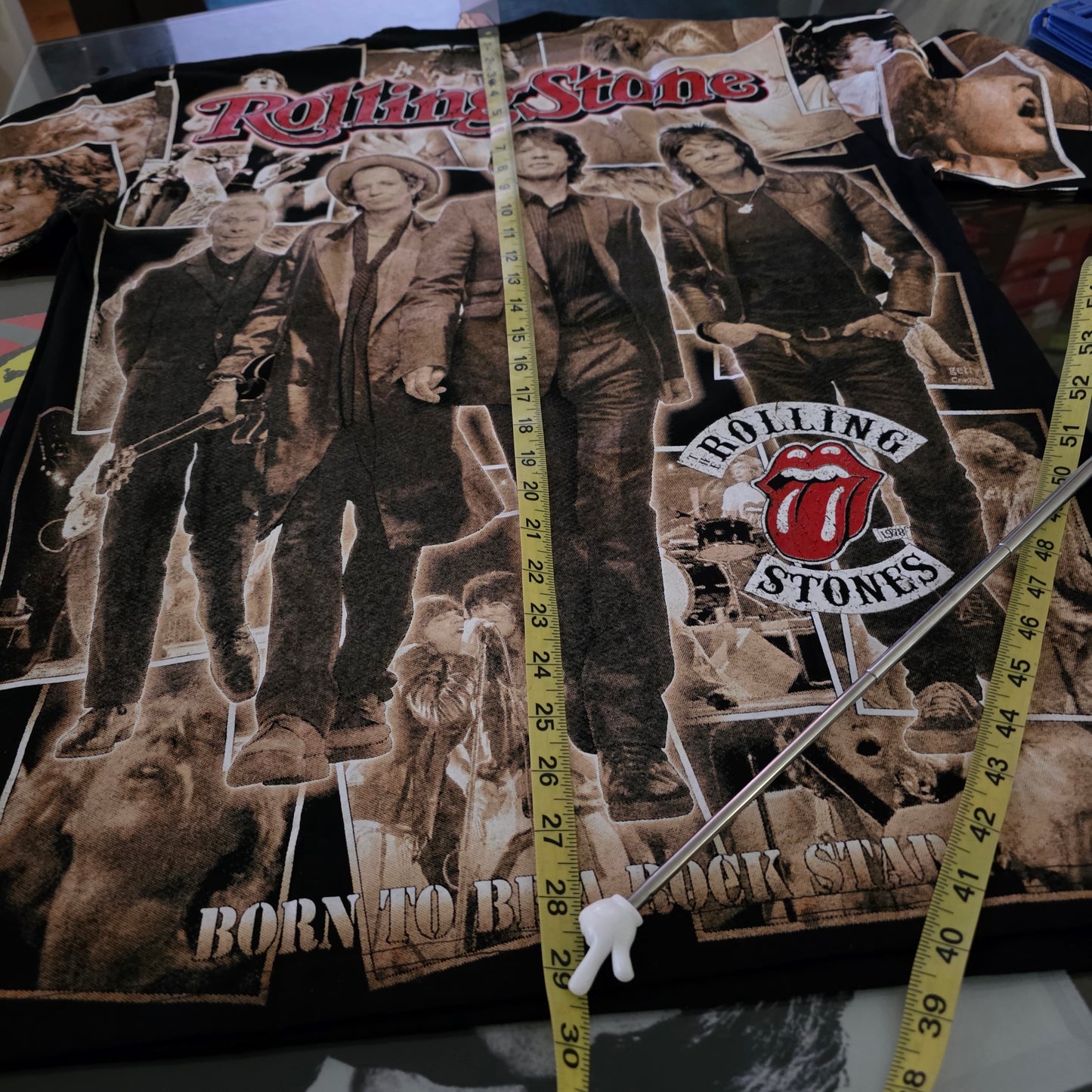 Rolling Stones Overprint All Over Print Graphic Tee Tshirt Large