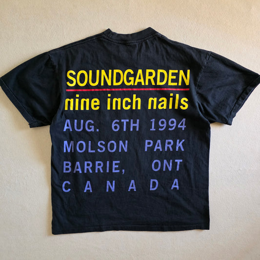 Soundgarden Nine Inch Nails Canadian Tour Print Tshirt Faded Black XL