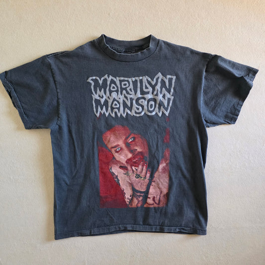 Marilyn Manson I am The God Tee Double Sided Print Tshirt L Faded Black Gray