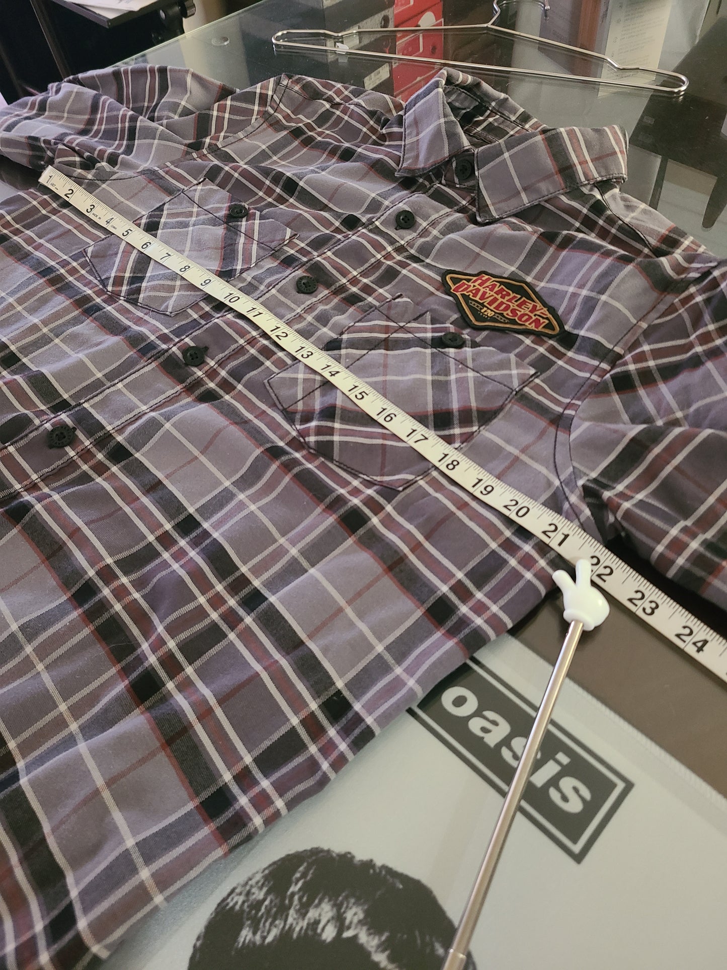 Harley Davidson Men's 120th Anniversary Plaid Shirt - Gray Plaid Sz Med