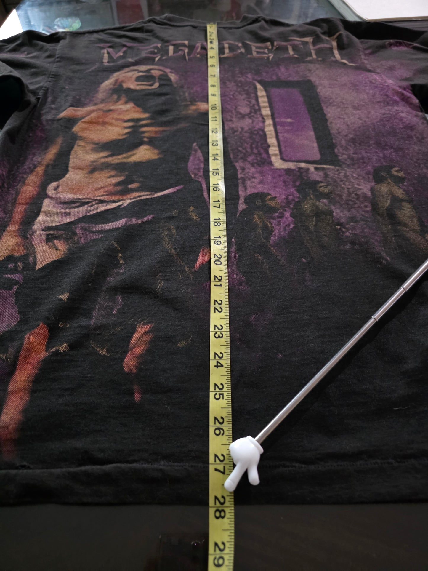 Megadeth Overprint All Over Print Vintage-Style Tee Tshirt Large