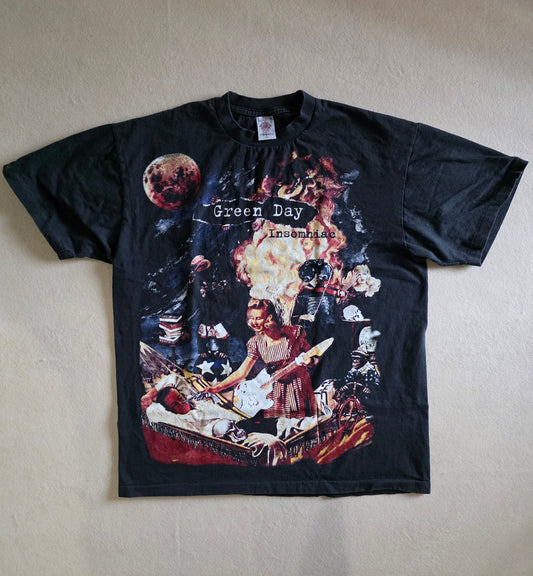 Green Day Insomniac Overprint All Over Print Vintage-Style Tee Tshirt XL