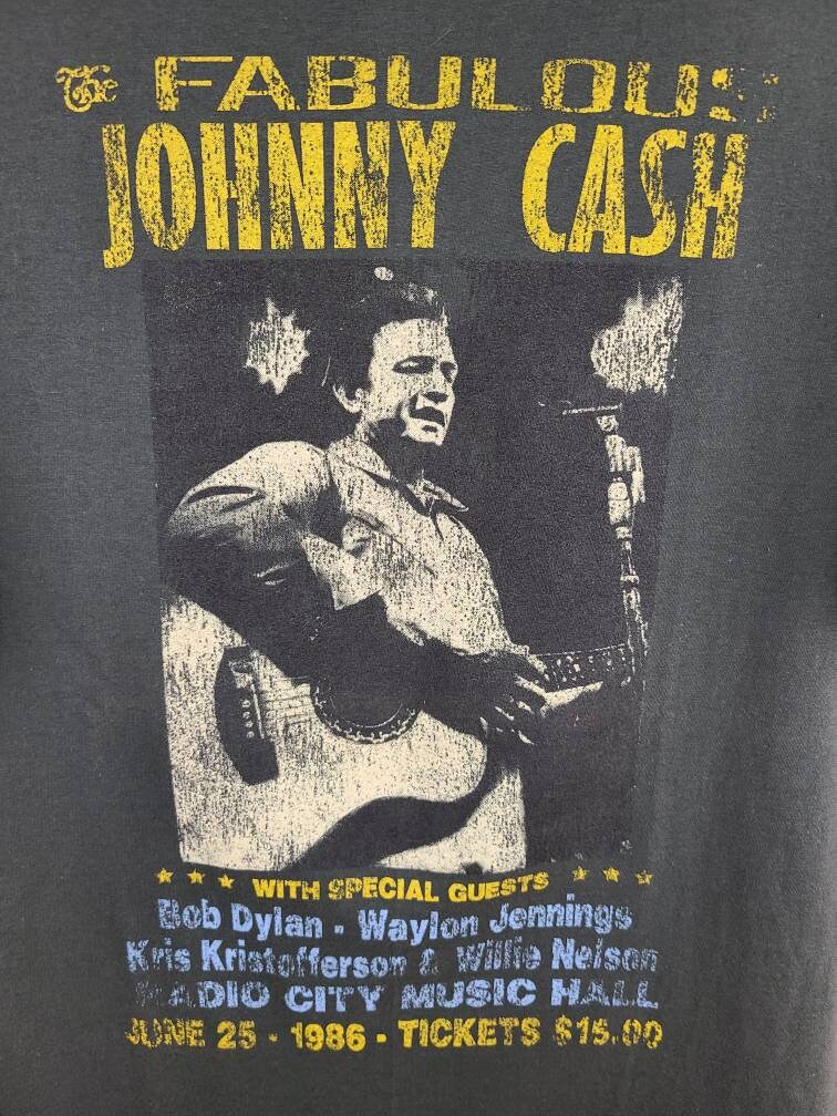 The Fabulous Johnny Cash Concert Tour Retro Tee T Shirt Medium Faded Grey