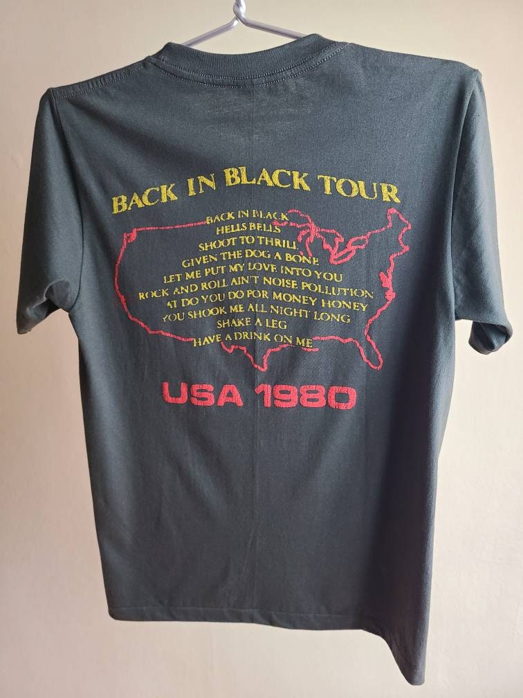 ACDC Retro Tee T Shirt Faded Black Grey