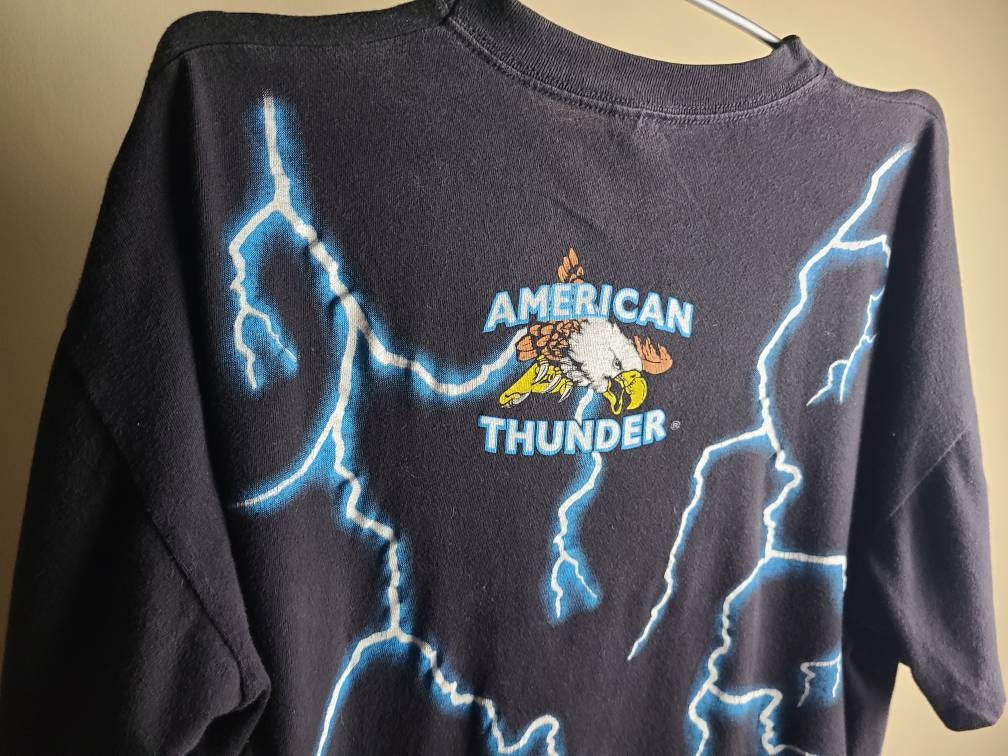 Rare True 90s Vintage VTG American Thunder Wolf T shirt XL