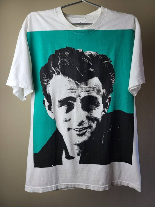 Handprinted James Dean Upcycled Retro Tee Workshop Custom
