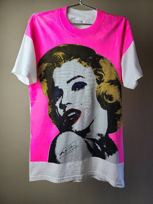 Handprinted Marilyn Monroe Upcycled Retro Tee Workshop Custom