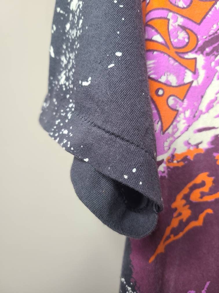 Handprinted Janis Joplin Faded Cool Gray Tee