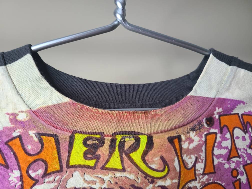 Handprinted Janis Joplin Faded Cool Gray Tee