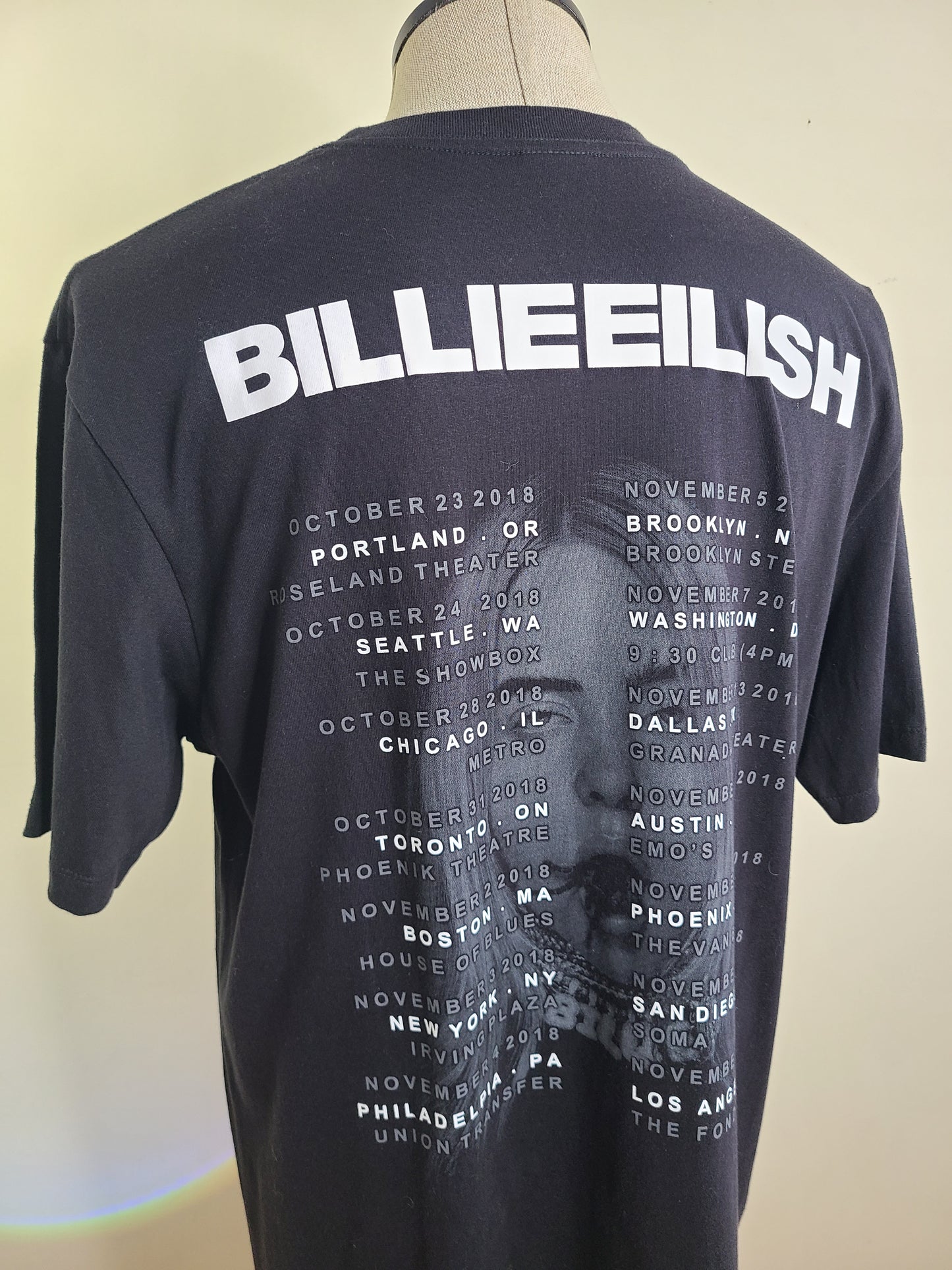 Billie Eilish Men's XL Black T Shirt Spider Mouth Full Face Print Logo