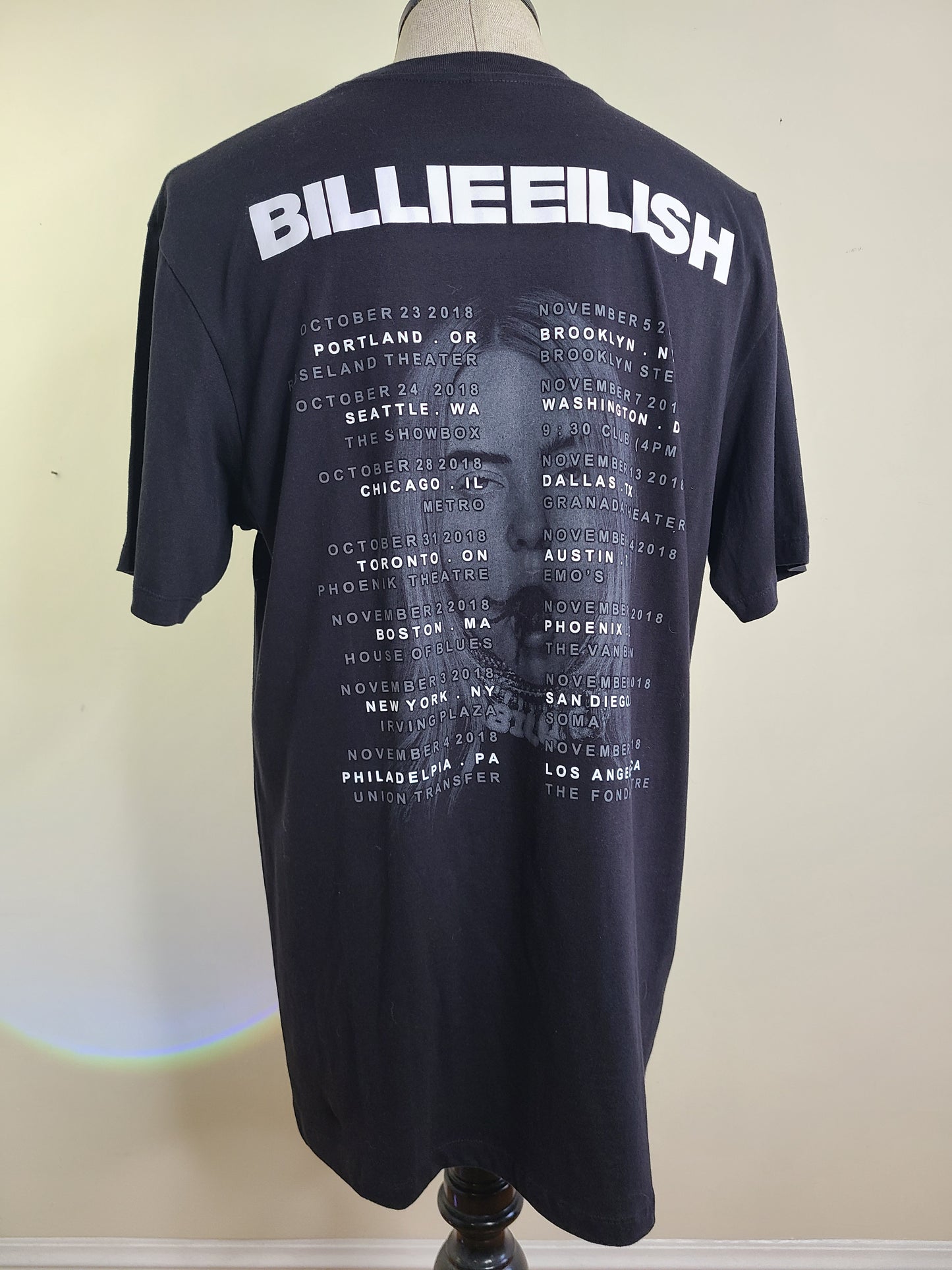 Billie Eilish Men's XL Black T Shirt Spider Mouth Full Face Print Logo