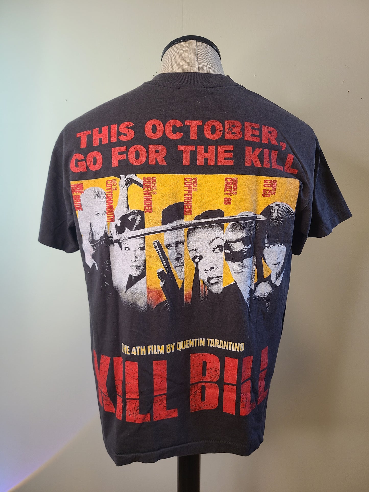 Kill Bill Modern Movie Tee Tshirt Enzyme Washed Faded Black Large