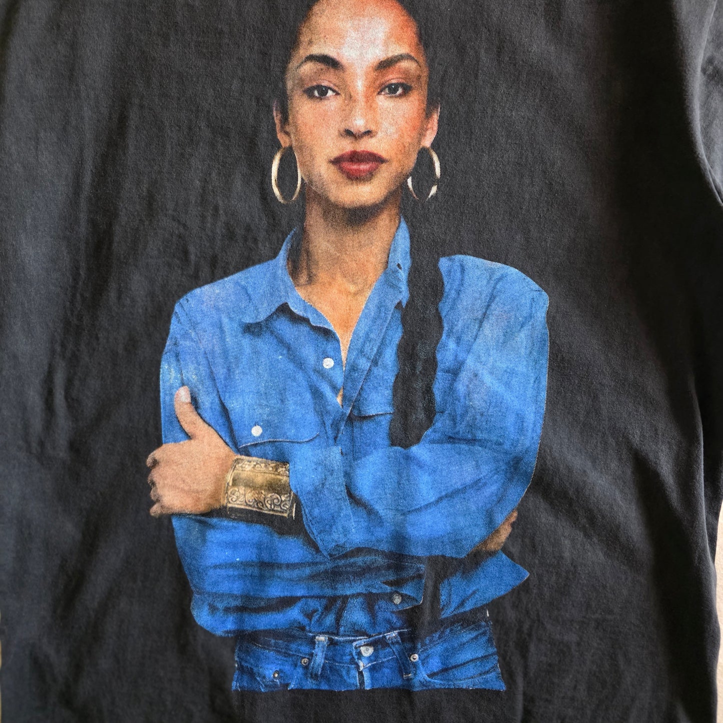 Sade Portrait Big Print Double-sided Tshirt Faded Black Large