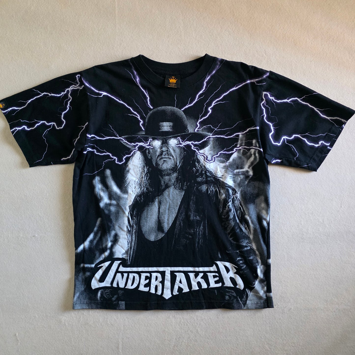 The Undertaker WWF Overprint All Over Print Tshirt Tee XL Original Print