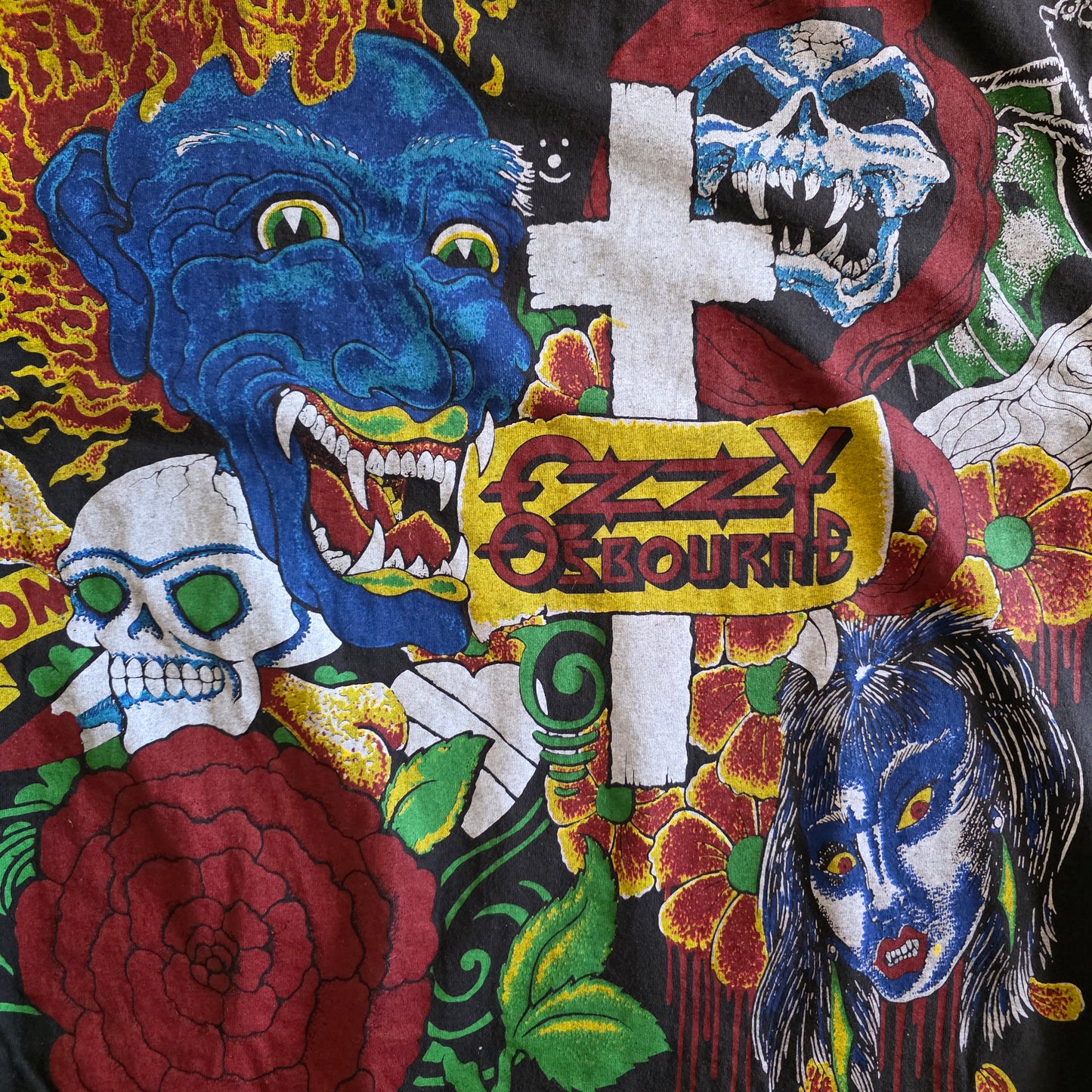 Ozzy Osbourne Overprint All Over Print Graphic Tshirt Large
