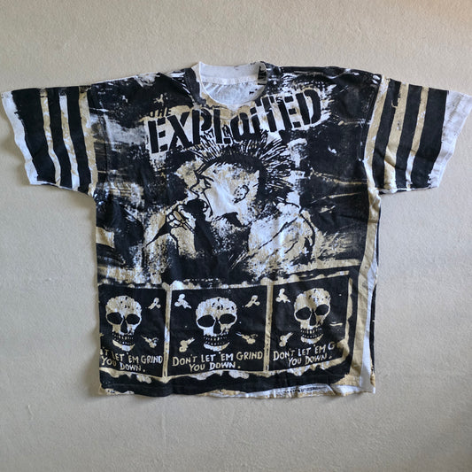 The Exploited Overprint All Over Print Tee Tshirt XL Upcycled