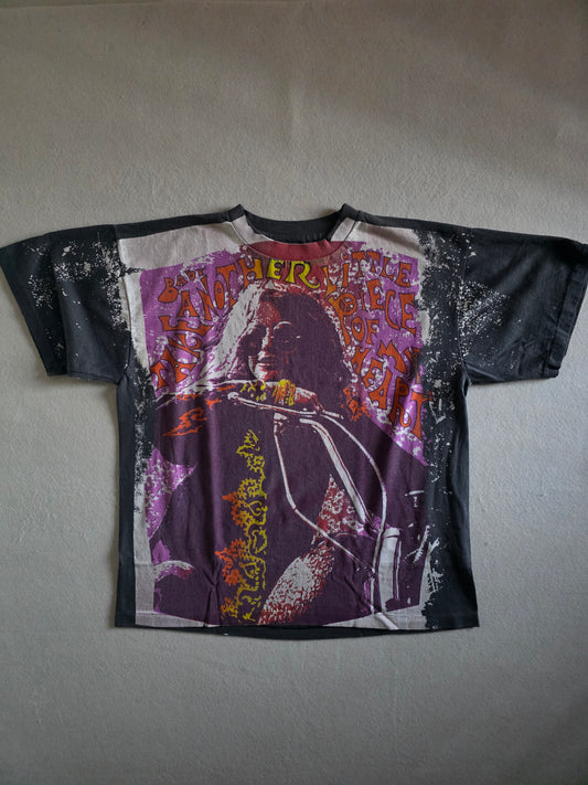 Janis Joplin Overprint All Over Print Vintage-Style Tee Tshirt XL