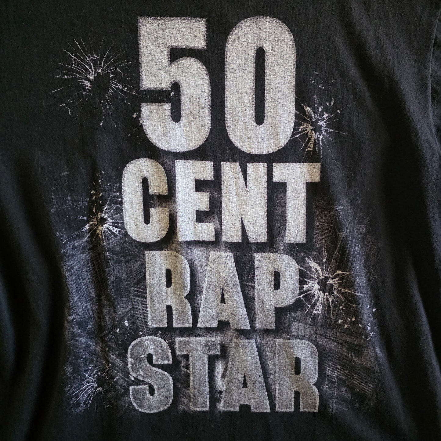 50 Cent Big Print Portrait In Da Club Double-sided Tee Tshirt XL Black