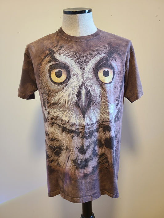 The Mountain Owl All Over Print Tie Dye Brown Tee Tshirt Men's Medium