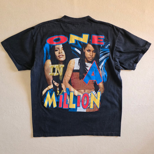 Aaliyah Memorial One In Million Graphic Tee Tshirt Large L Faded Black