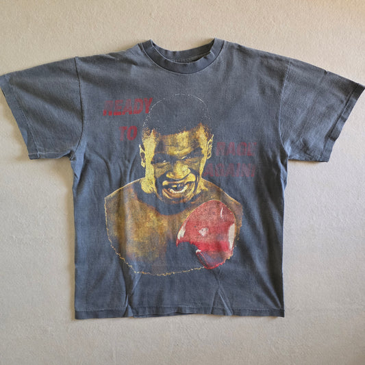 Mike Tyson Rage Tee Double Sided Print Tshirt L Faded Black Gray