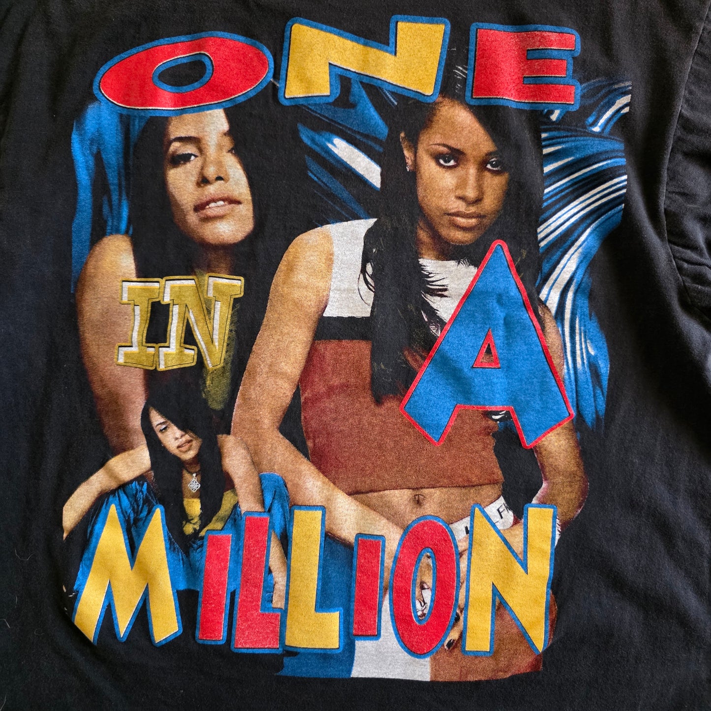 Aaliyah Memorial One In Million Graphic Tee Tshirt Large L Faded Black