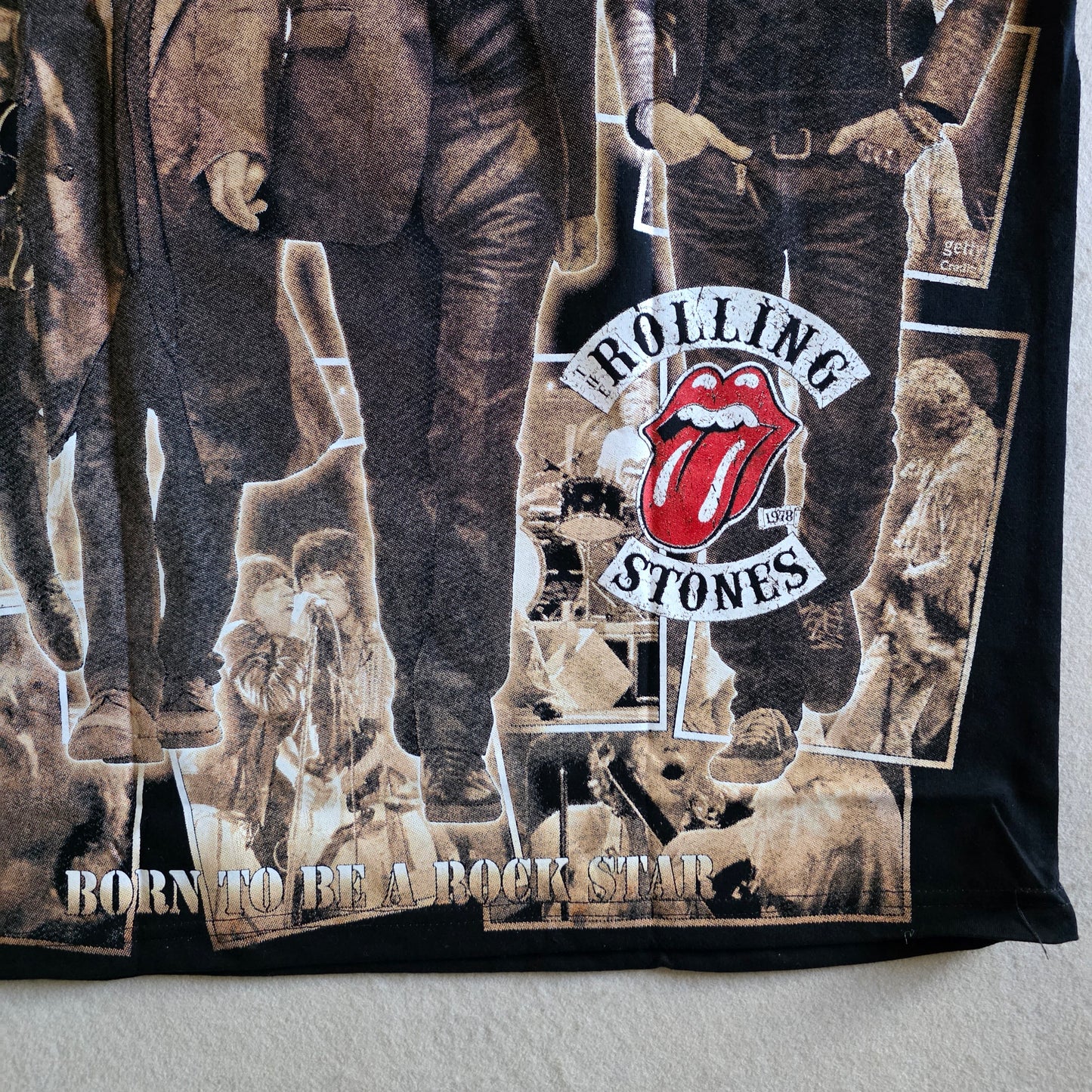 Rolling Stones Overprint All Over Print Graphic Tee Tshirt Large