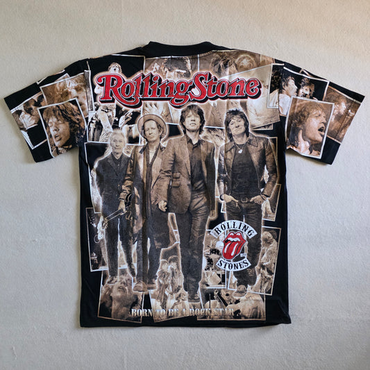Rolling Stones Overprint All Over Print Graphic Tee Tshirt Large