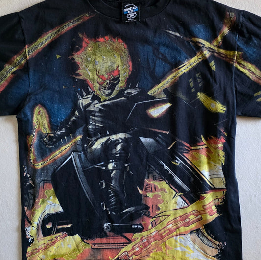Ghost Rider All Over Print Overprint Print Tee Tshirt L Large