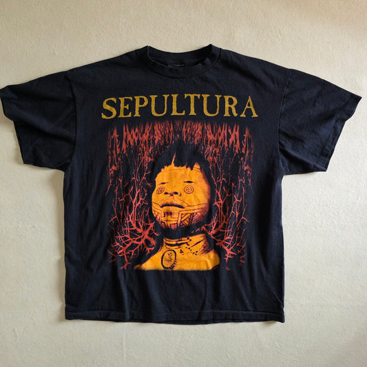 Sepultura Bloody Roots Vintage-Style Graphic Double-sided Tee XL Black