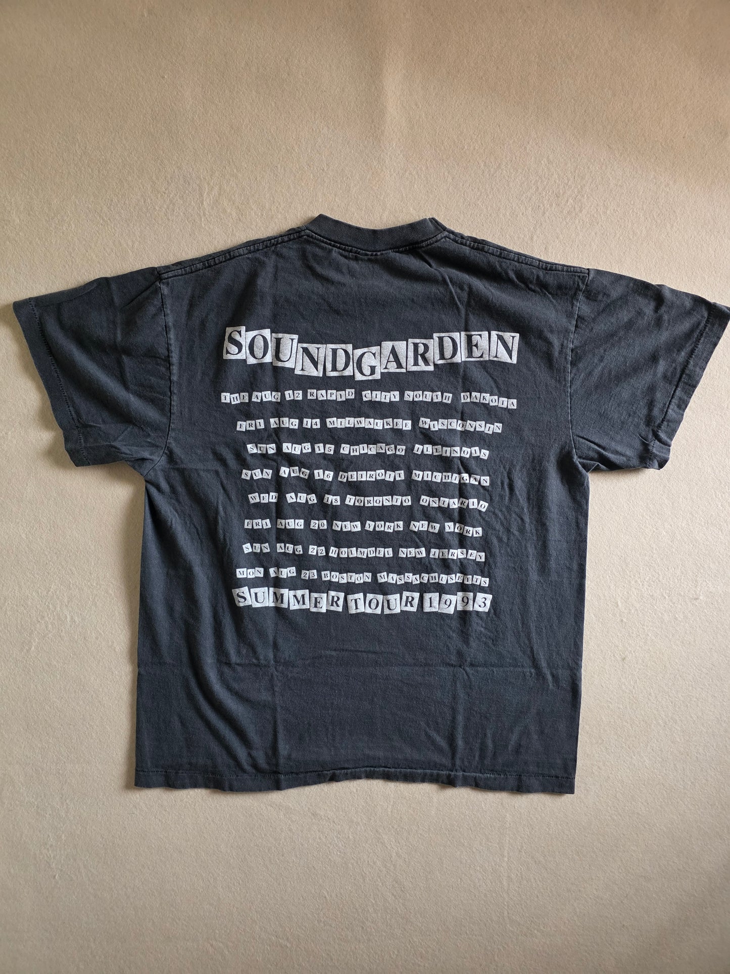 Soundgarden  Summer Tour Vintage-Style Tee Tshirt XL Faded Black