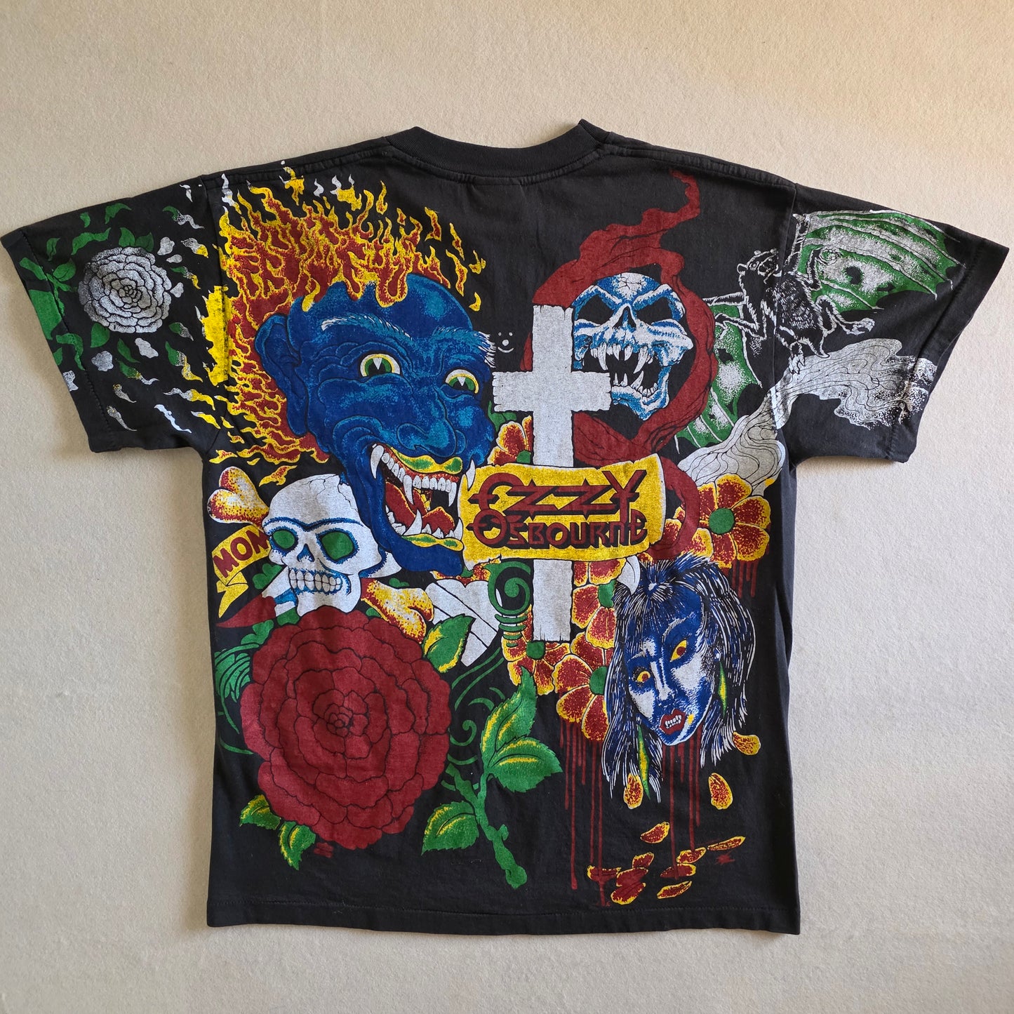 Ozzy Osbourne Overprint All Over Print Graphic Tshirt Large